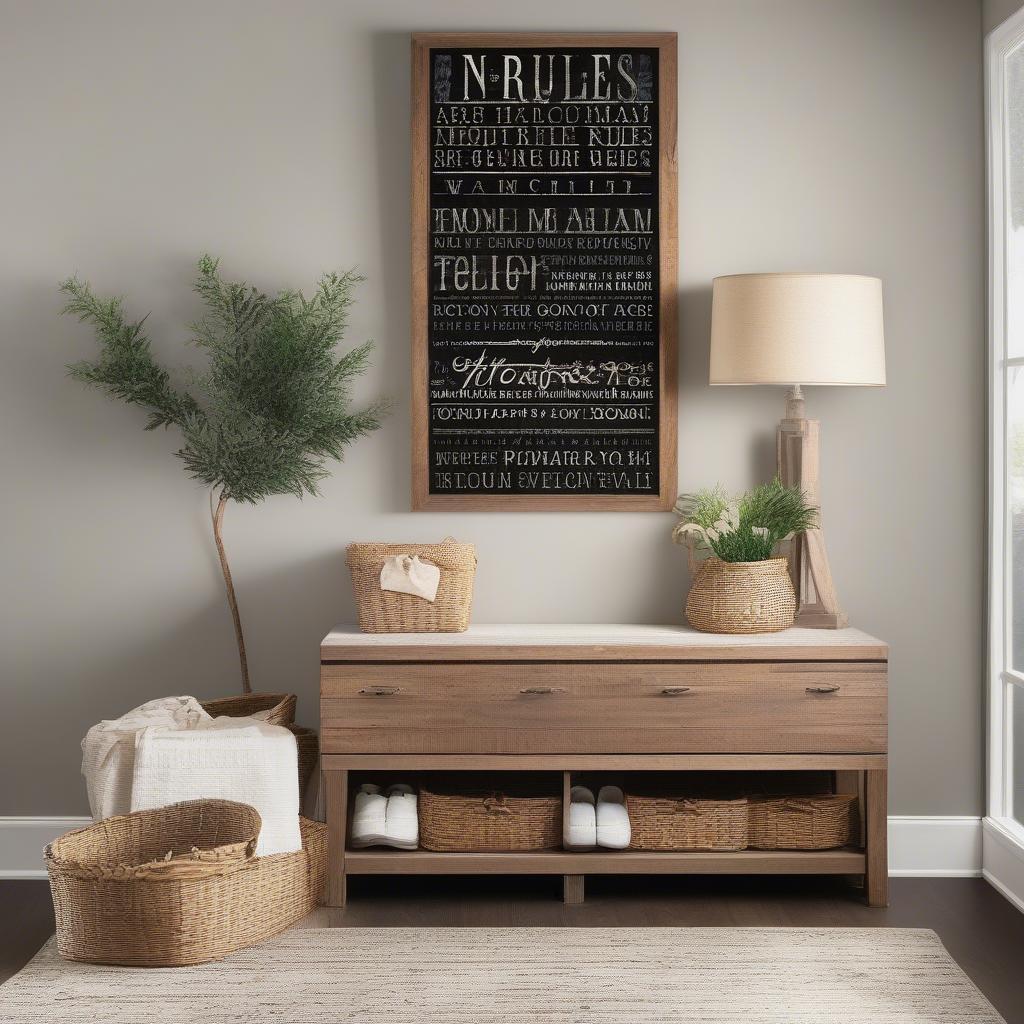 Family Rules Wall Art in Entryway