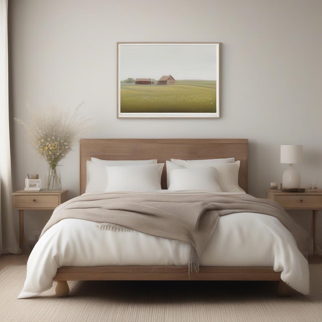 Farm Prints on Canvas in a Bedroom