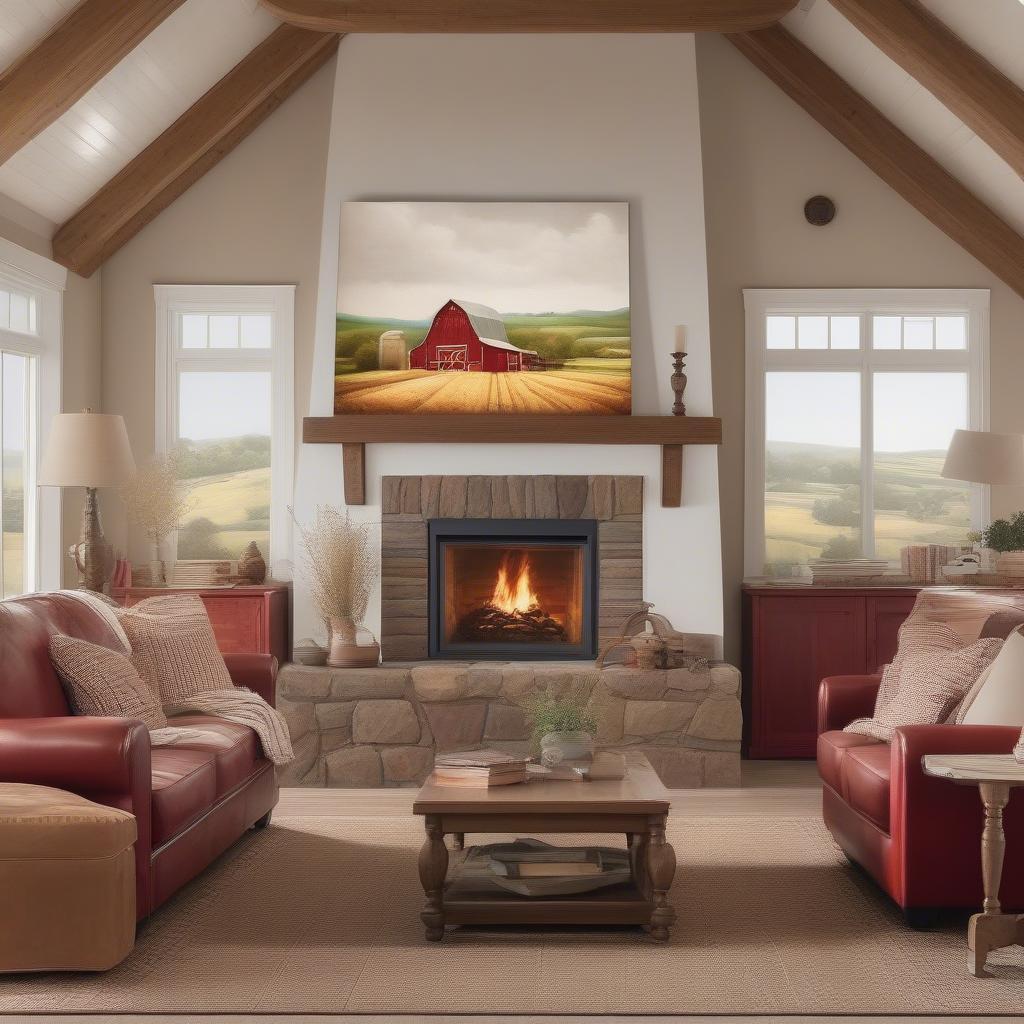 Farm Prints on Canvas in a Living Room