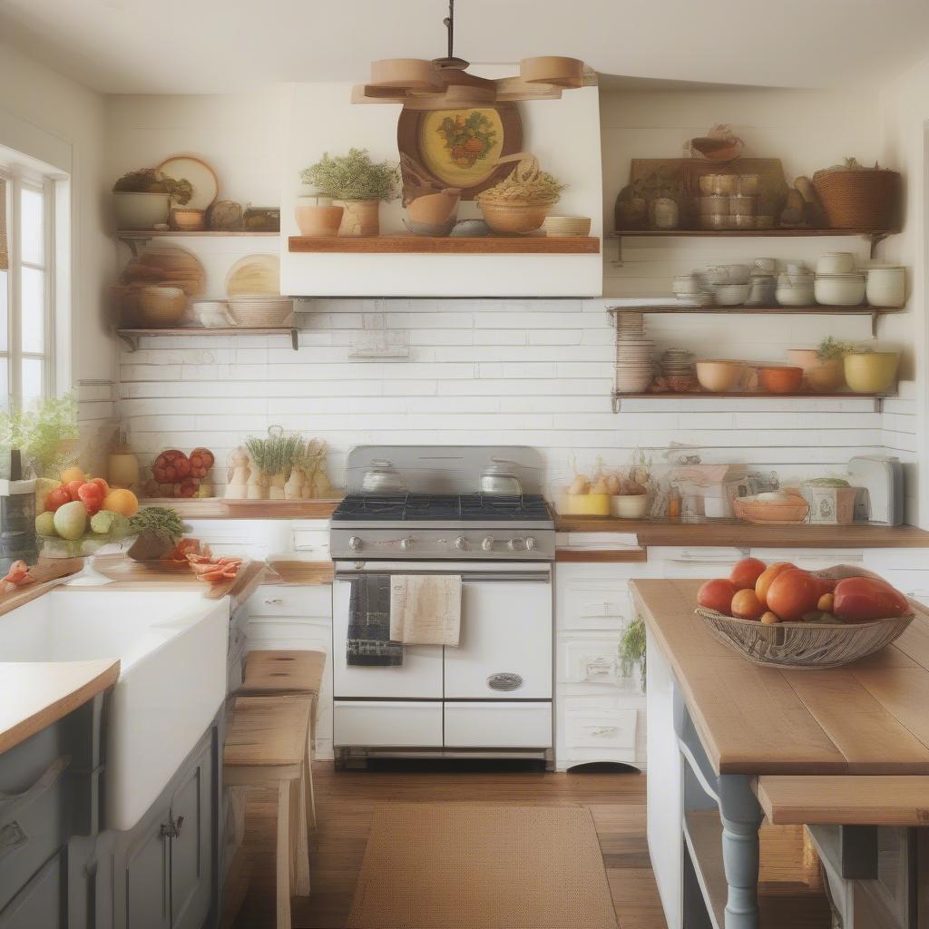 Farmhouse Kitchen Decorated with Canvas Prints