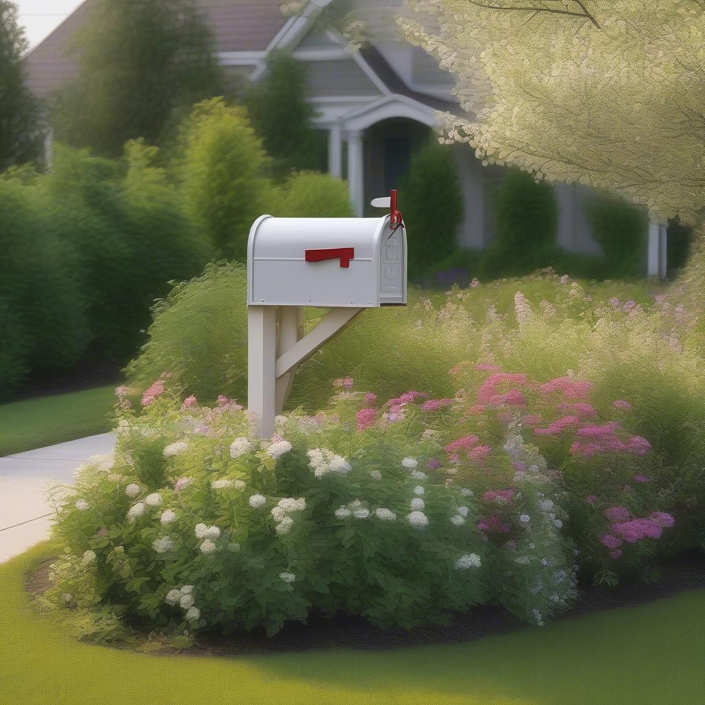 A Farmhouse Mailbox with Landscaping