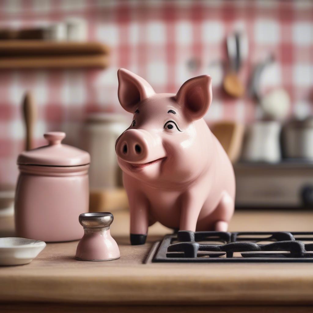 Farmhouse Pig Decor in Kitchen