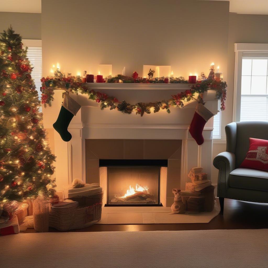 Felt Christmas Lights Mantel Decor