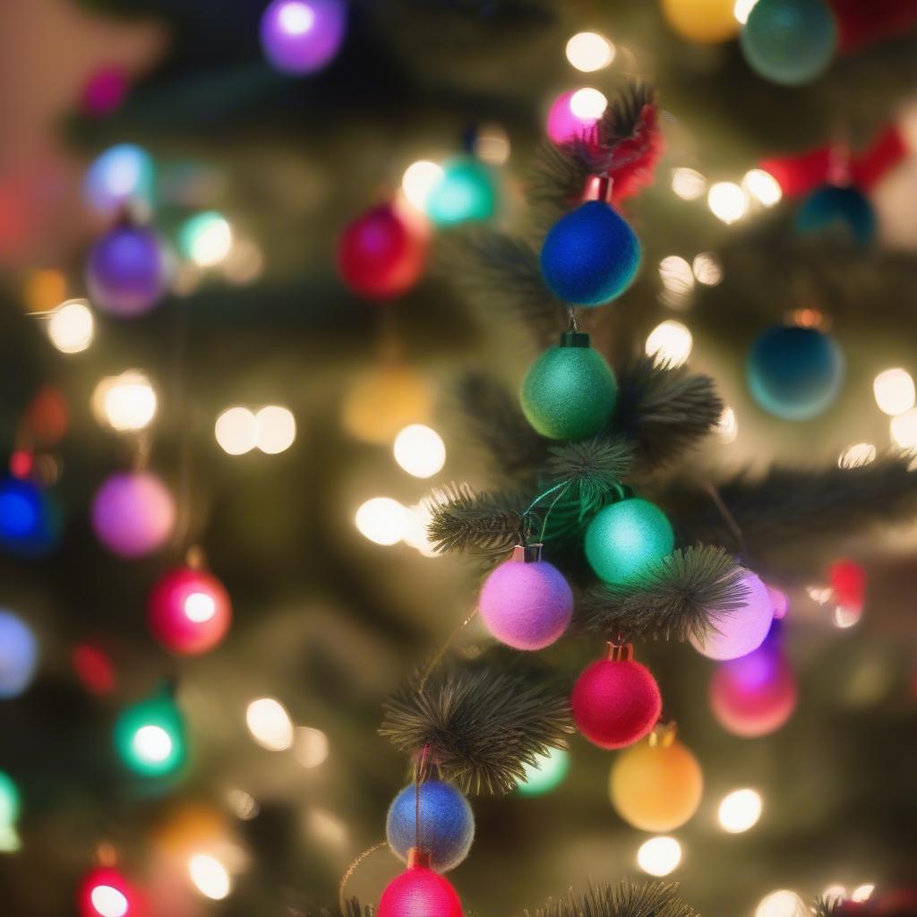 Felt Christmas Lights Decorating a Christmas Tree