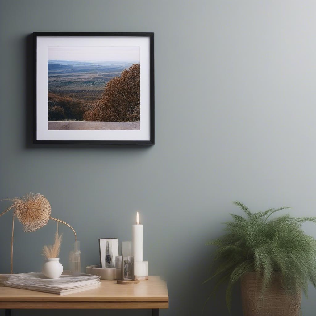 A framed canva photo print displayed on a wall