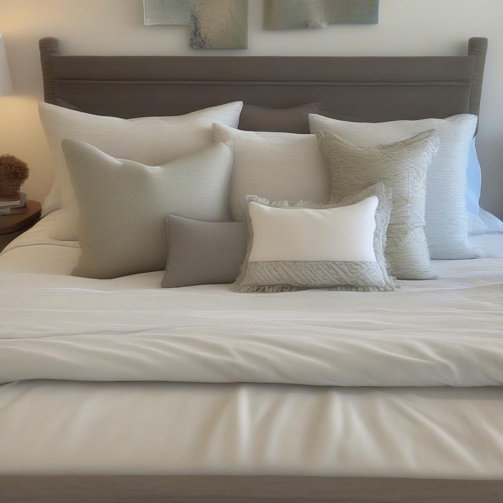 Arrangement of Flange Edge Pillows on a Bed