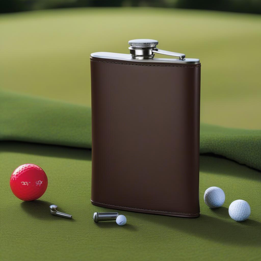 Flask golf set placed on a golf course