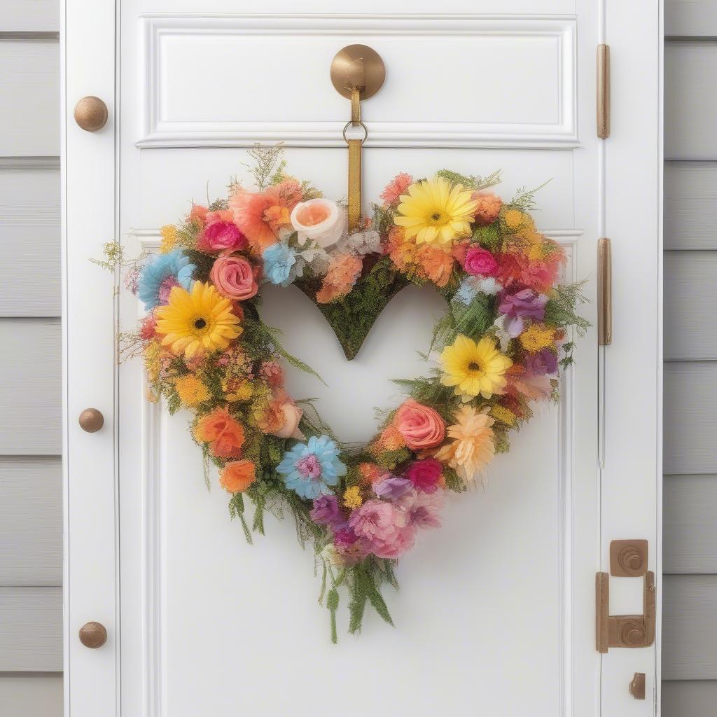 Floral Heart Door Hanger for Spring Decor