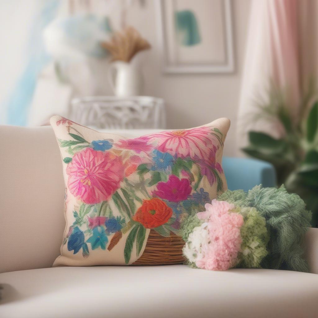 Floral Pillow in Living Room Decor