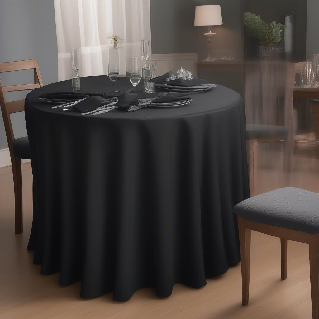 Folding Black Round Tablecloths for Storage