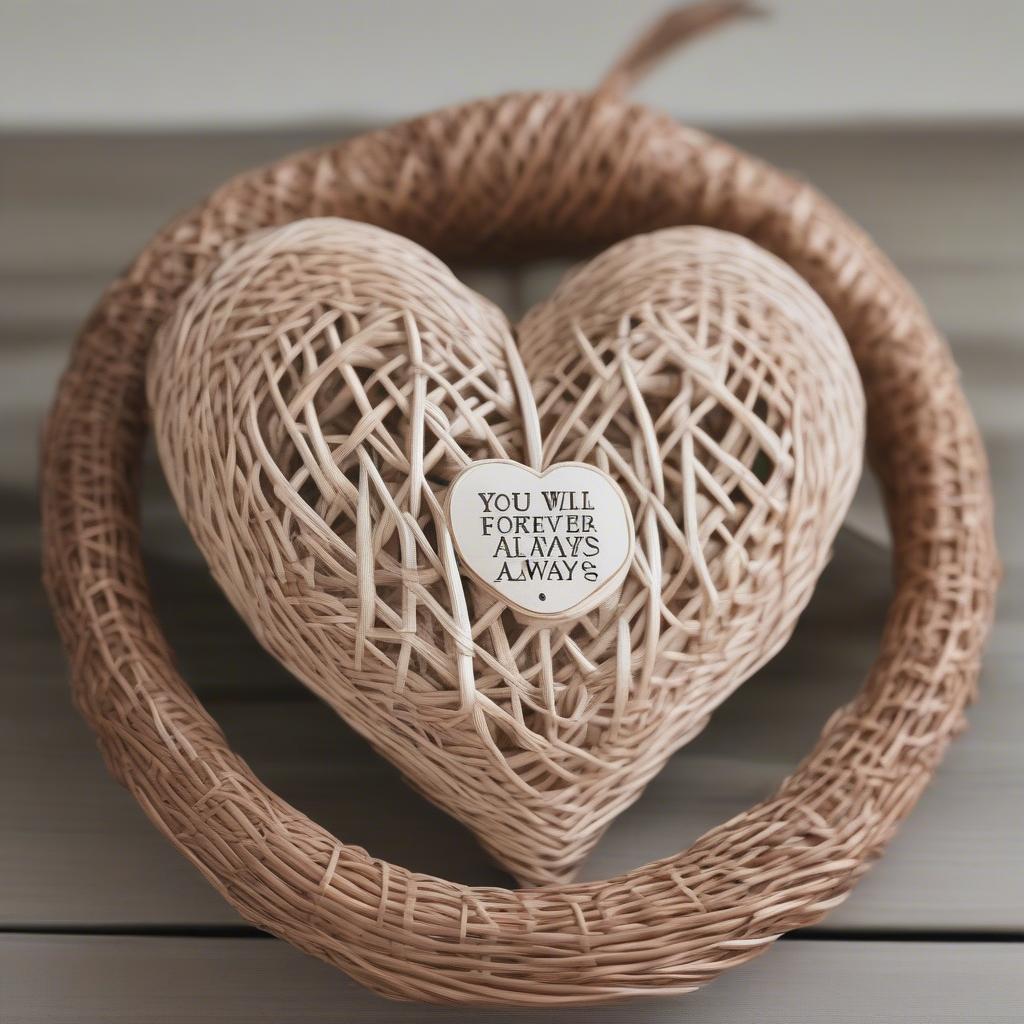 Wicker heart woven with intricate detail symbolizing enduring love