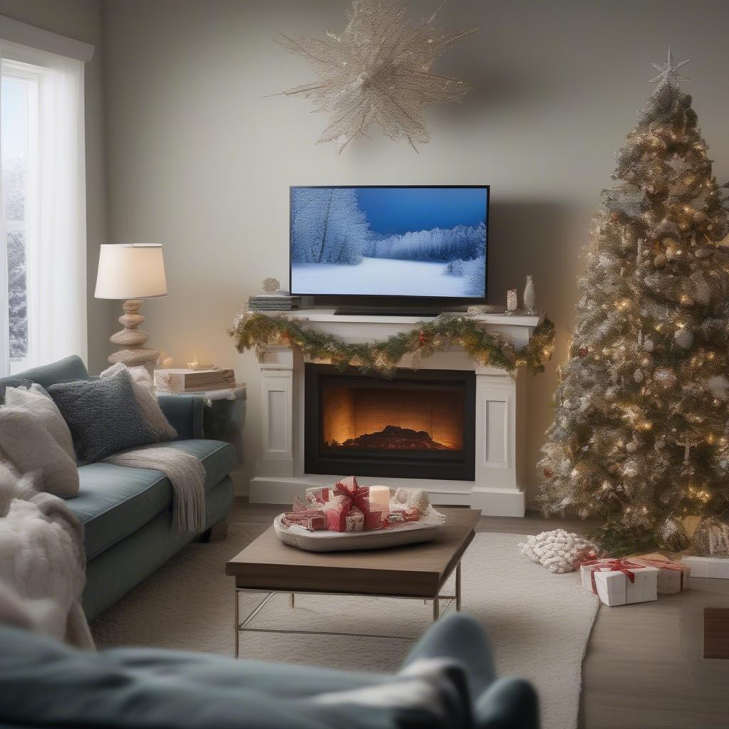 Frame TV with Christmas Art Integrated with Room Decor