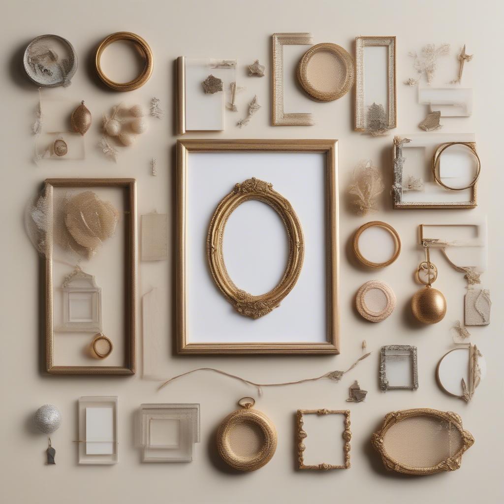 A display of different Framebridge ornament styles, showcasing various frame materials, shapes, and sizes, providing options for diverse tastes and preferences.