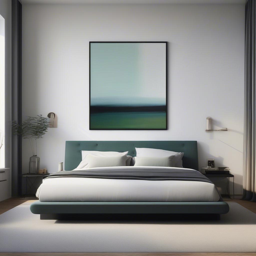 Framed Abstract Art in a Bedroom