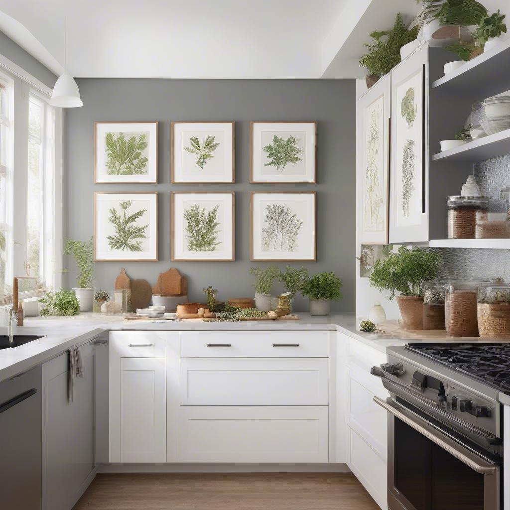 Framed Art Gallery Wall in a Modern Kitchen