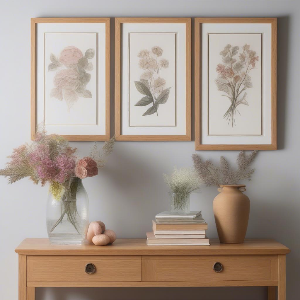 Framed Botanical Prints in a Living Room