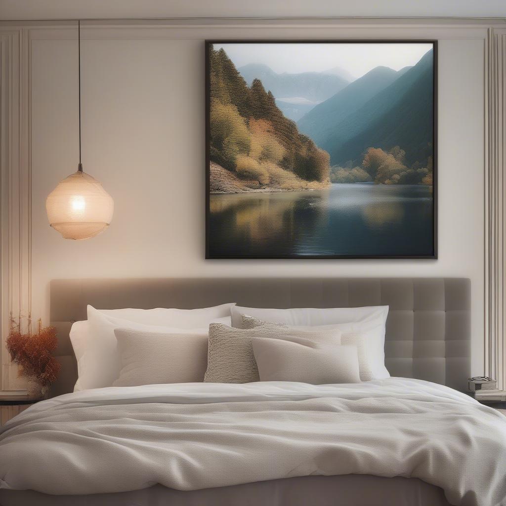 Elegant Bedroom Decor with Framed Canvas Photo Prints