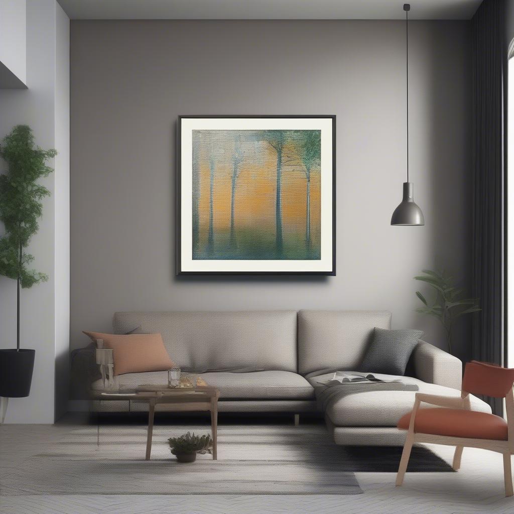 A beautifully framed canvas print hanging in a well-lit room.