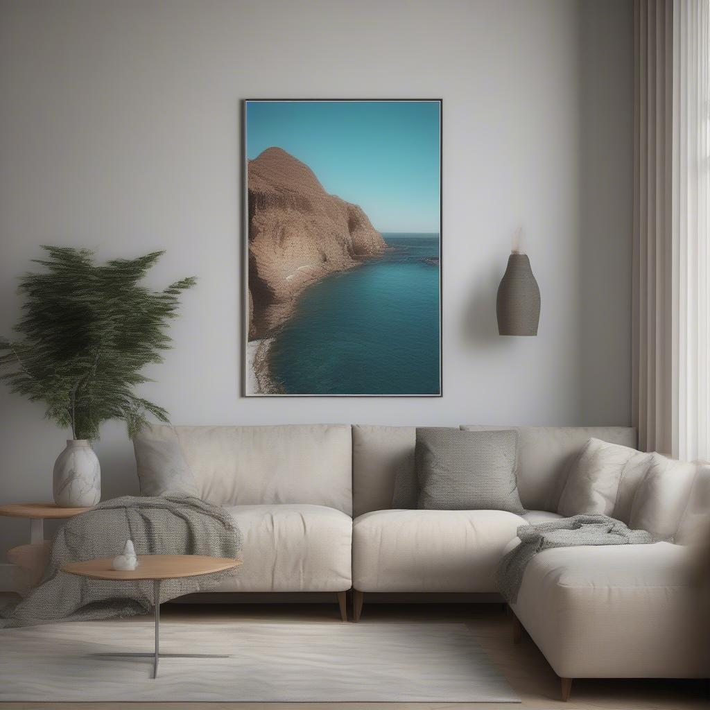 Framed Canvas Print Hanging on a Living Room Wall