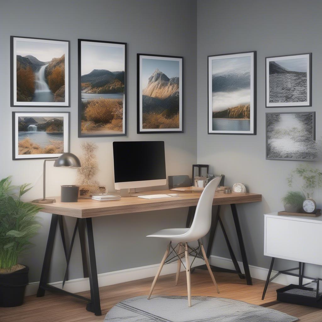 Framed Canvas Prints in a Home Office