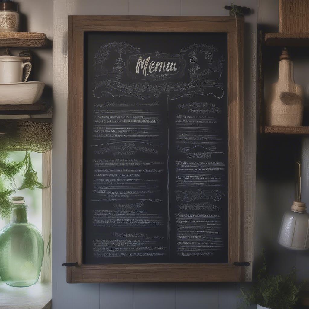 Framed Chalkboard on Kitchen Wall