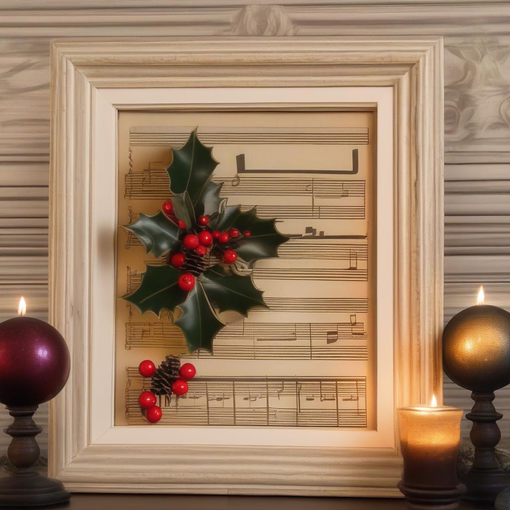 Vintage Framed Christmas Sheet Music