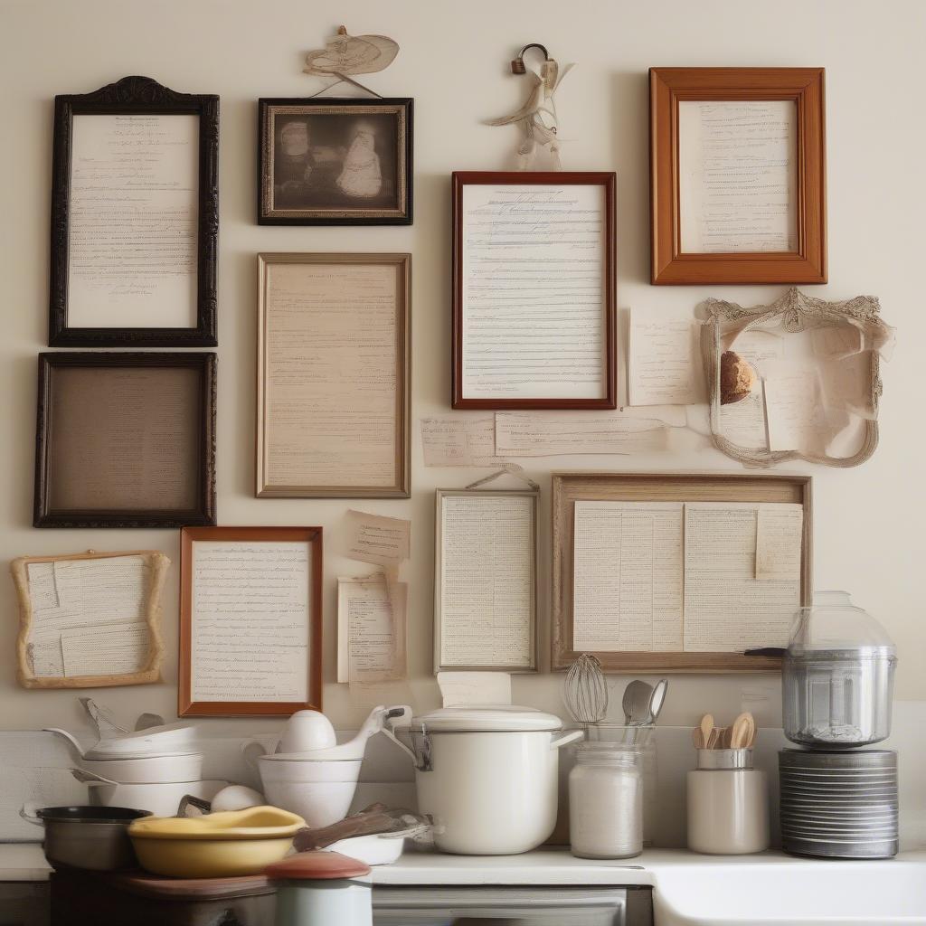 Framed Family Recipes on Kitchen Wall