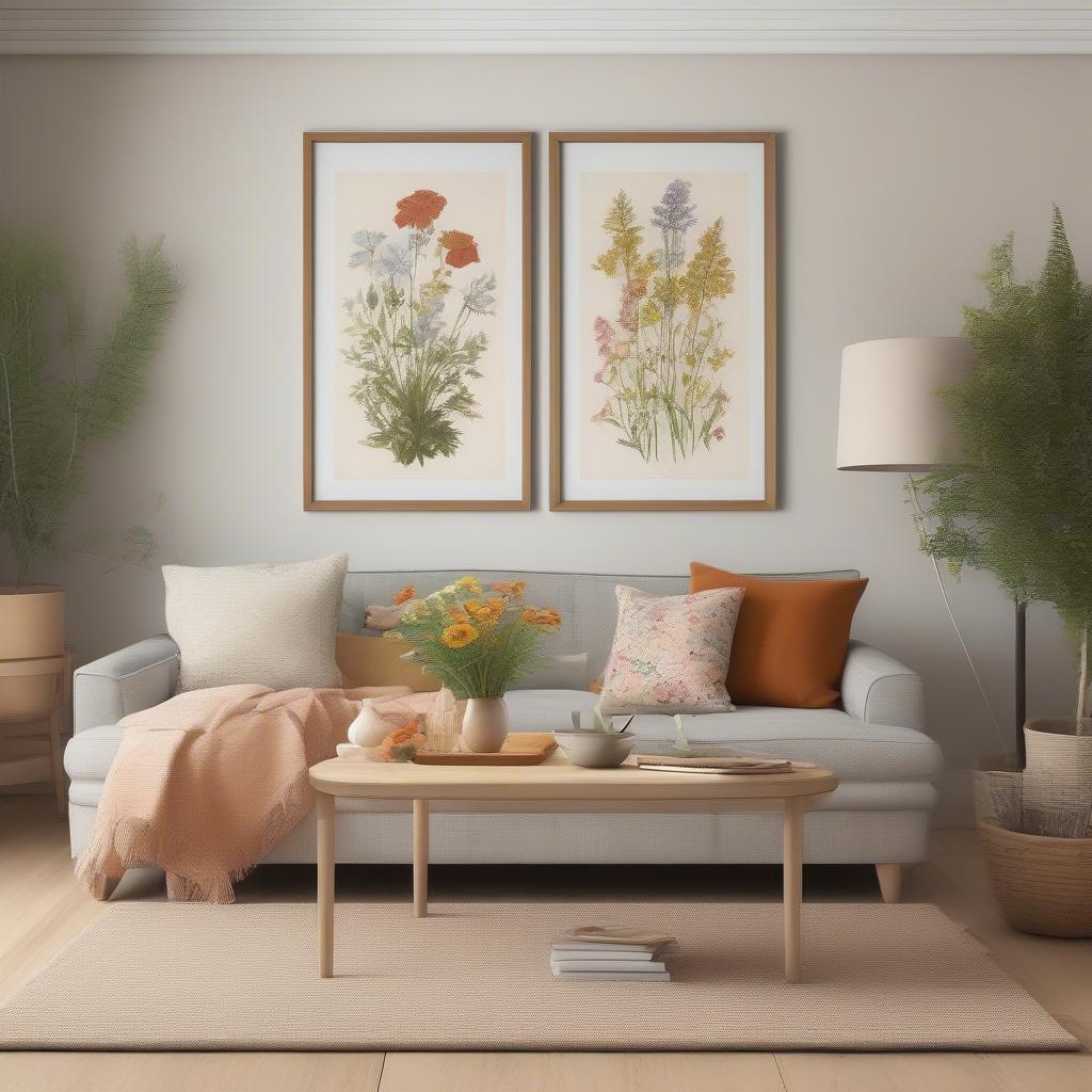 Framed Flower Wall Art in a Living Room