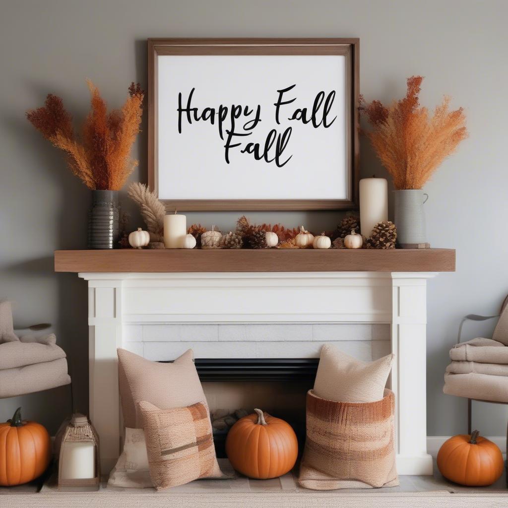 Framed Happy Fall Sign in a Living Room