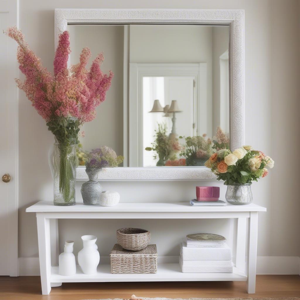 Framed Large Mirror in an Entryway