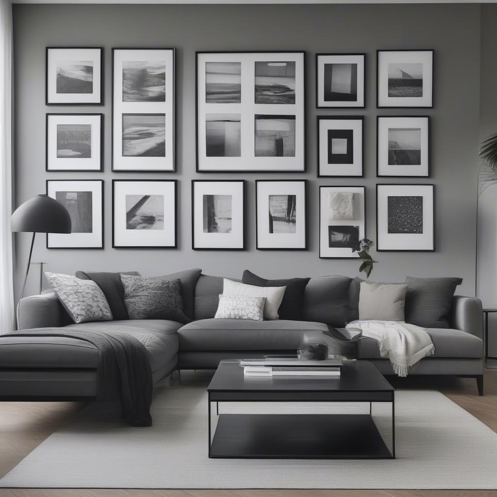 Modern Living Room with Framed Prints