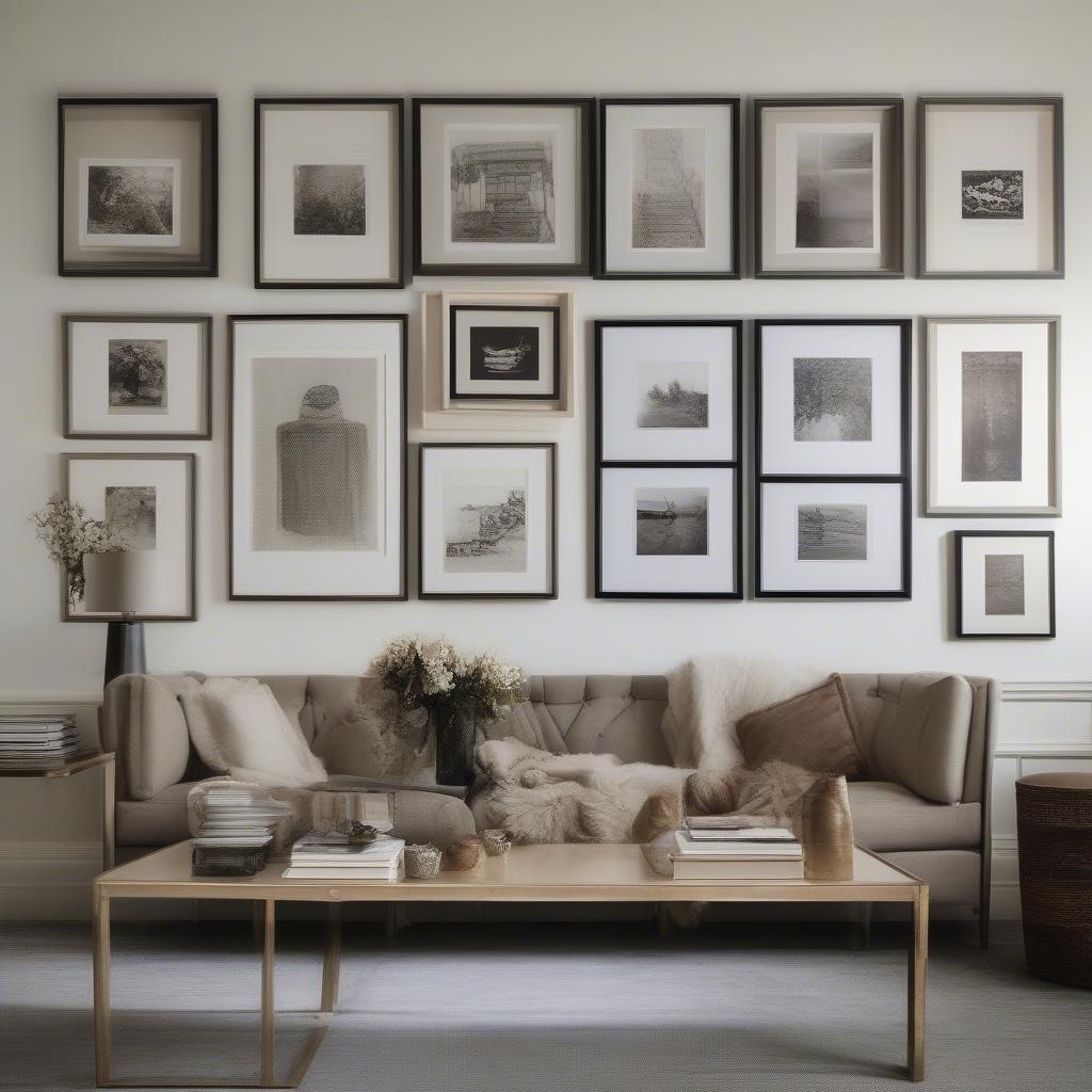 Displaying framed pictures on a gallery wall