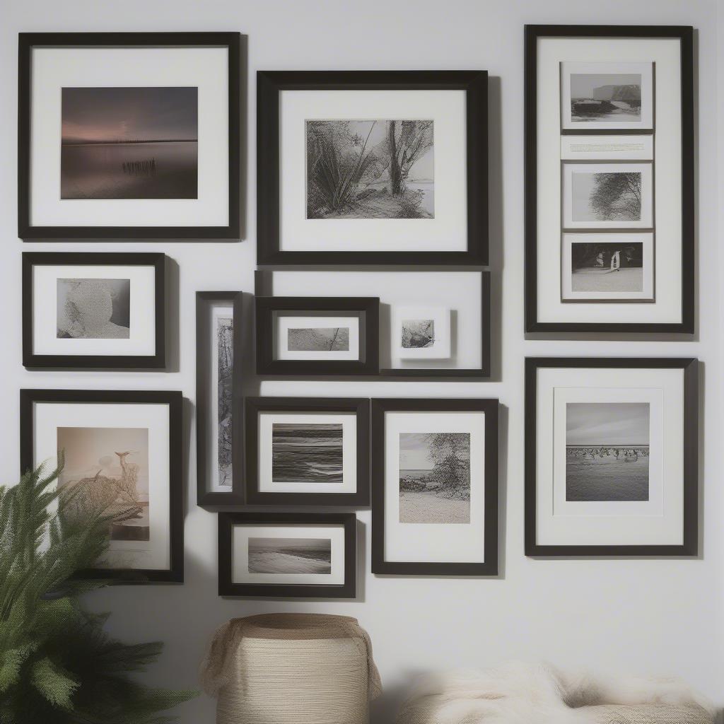 Displaying framed pictures on a wall