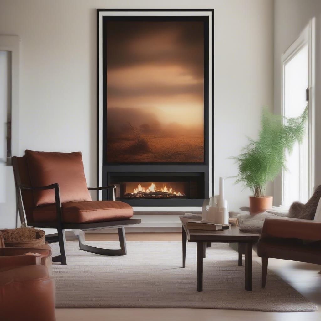 Framed print in a living room setting