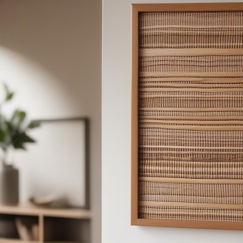 Framed Small Wicker Wall Art in a Cozy Living Room