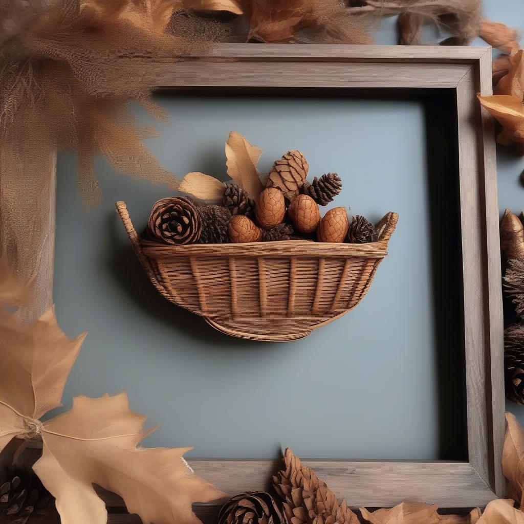 Framed Wicker Basket with Autumnal Arrangement