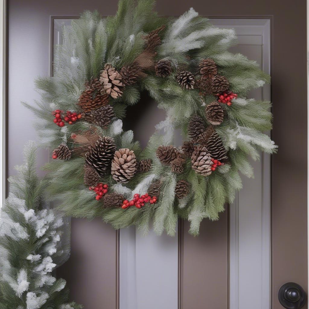 Crafting a beautiful frosted pinecone wreath