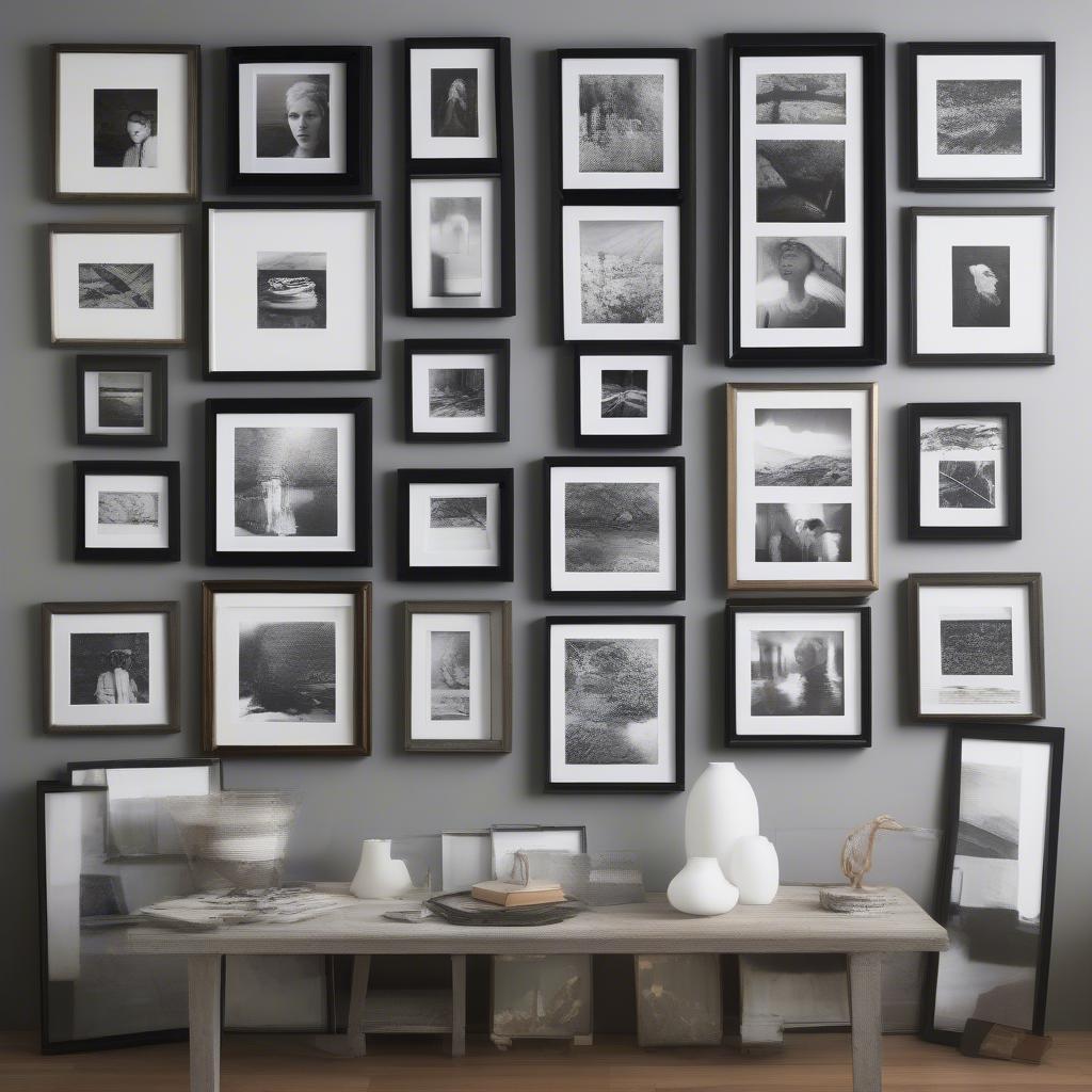 Gallery Wall with a Collection of 12 Square Photo Frames