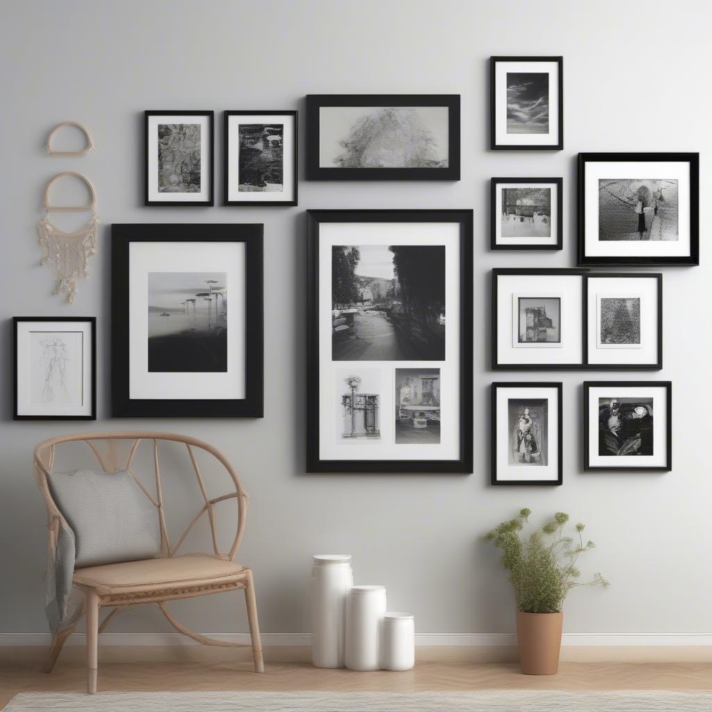 Gallery Wall with 16x16 Black Frames