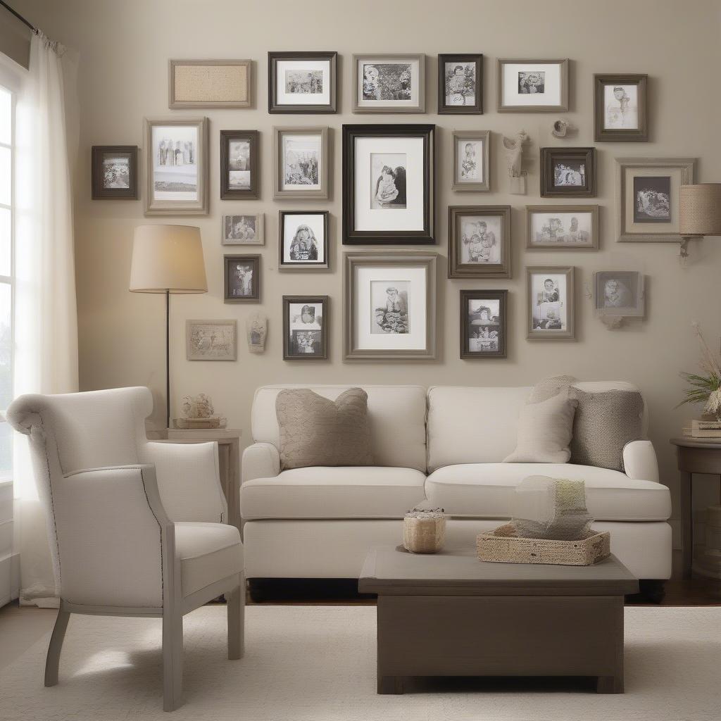 Gallery Wall with Family Photos and Signs