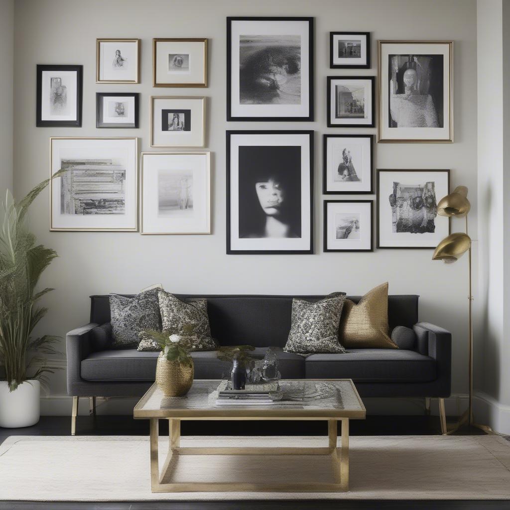 Gallery Wall with Various Framed Prints