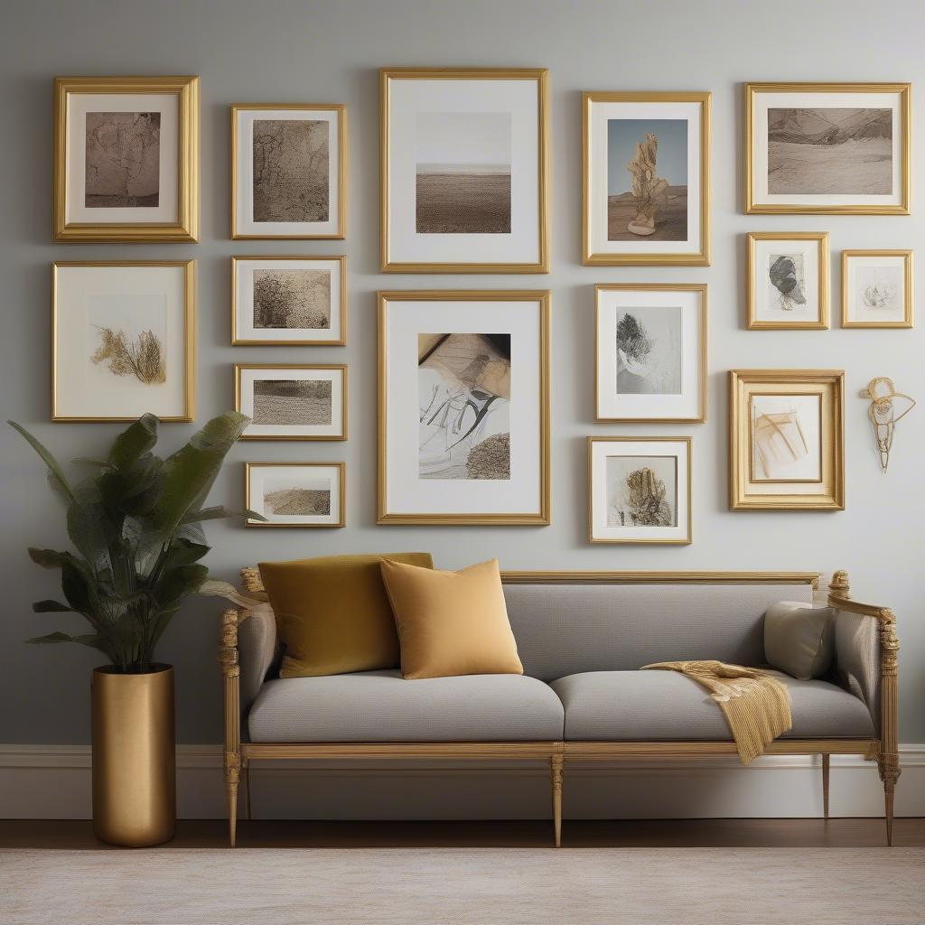 Gallery Wall with Gold Frames