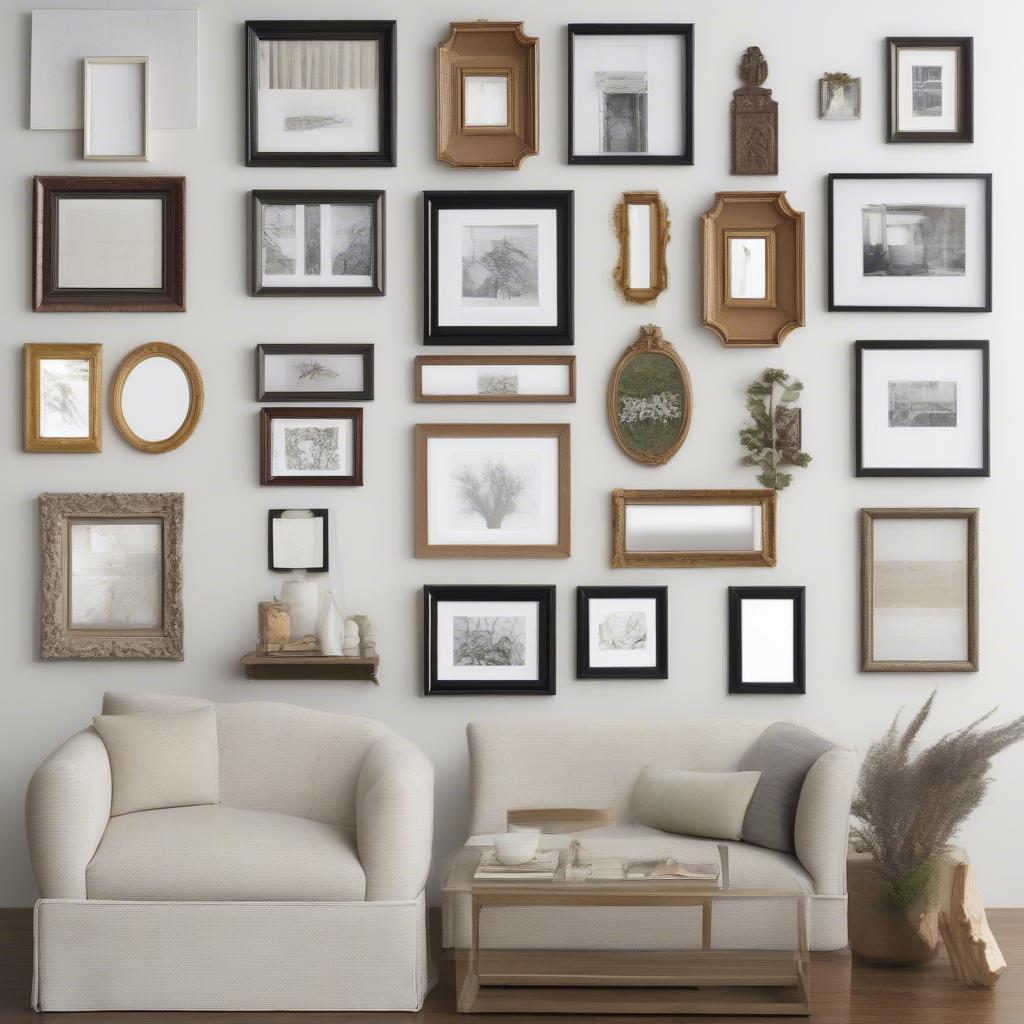 Gallery wall ideas with various frame styles and arrangements