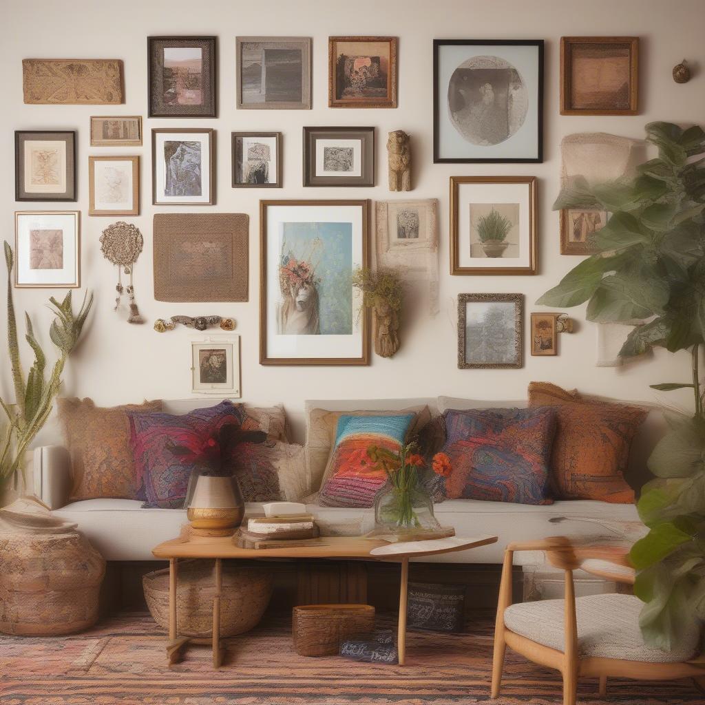 Eclectic Gallery Wall in Living Room