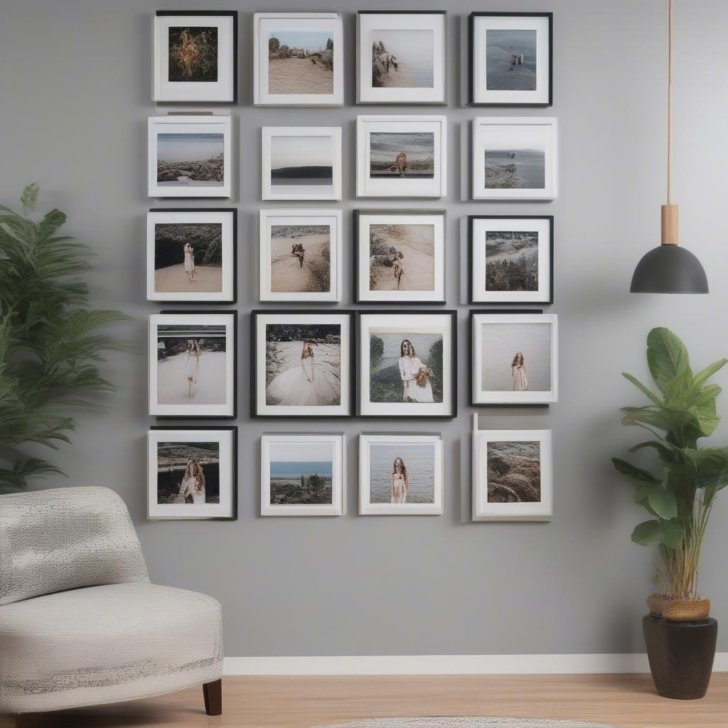 Gallery wall with 16x16 prints