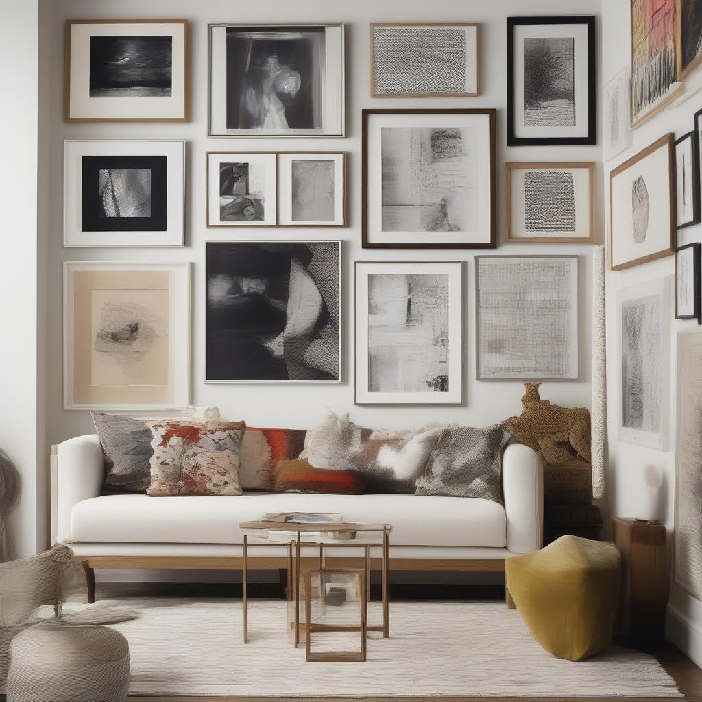 Gallery Wall with Mixed Frames and Sizes