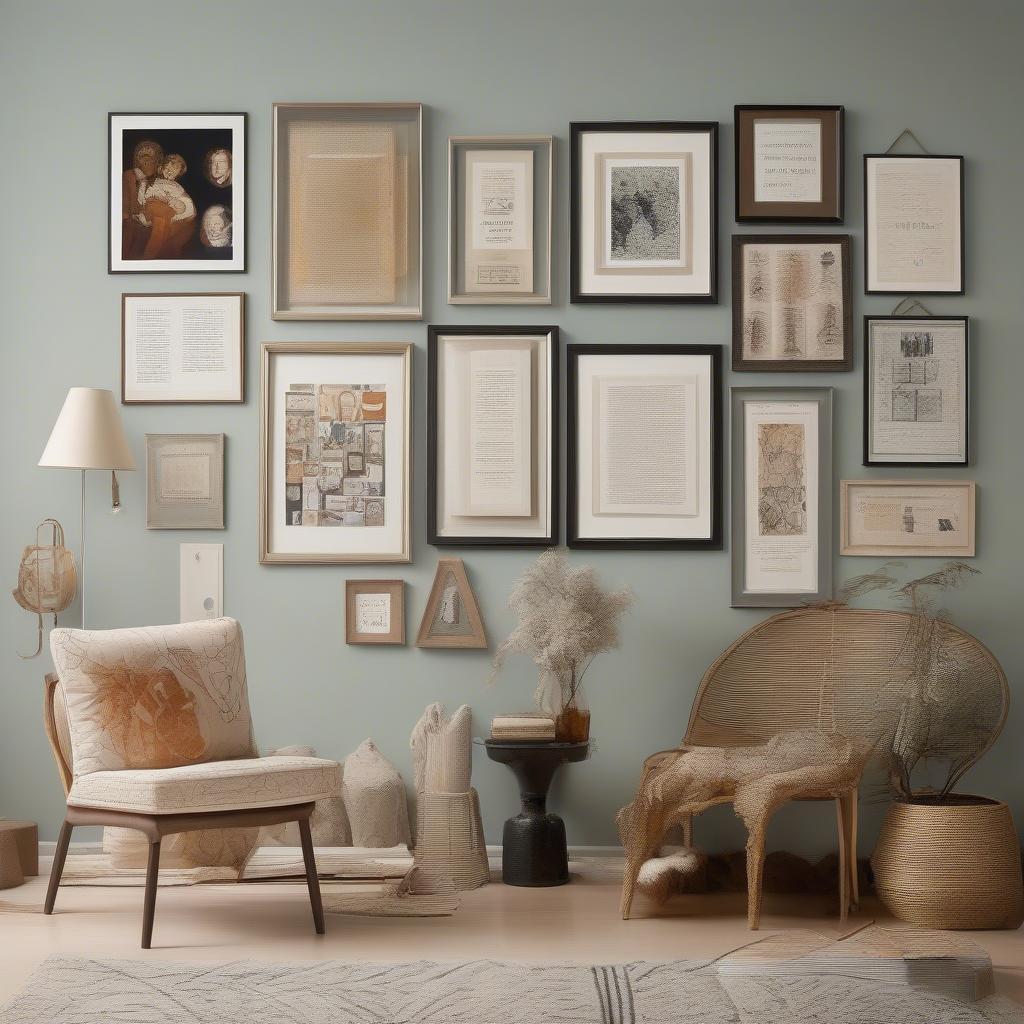 Gallery Wall with Mixed Quotes, Photos and Artwork