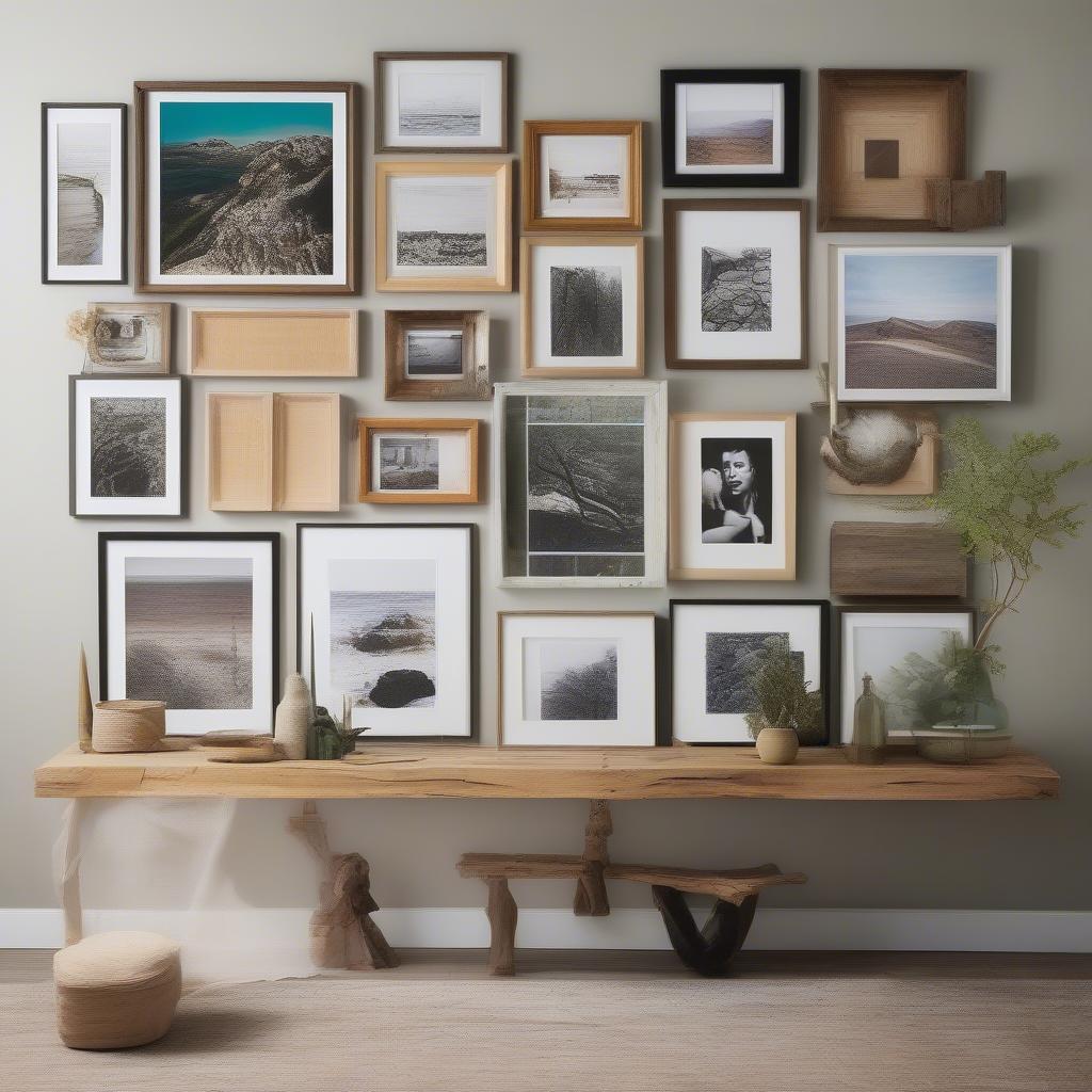 Gallery Wall with Mixed Wood Frames