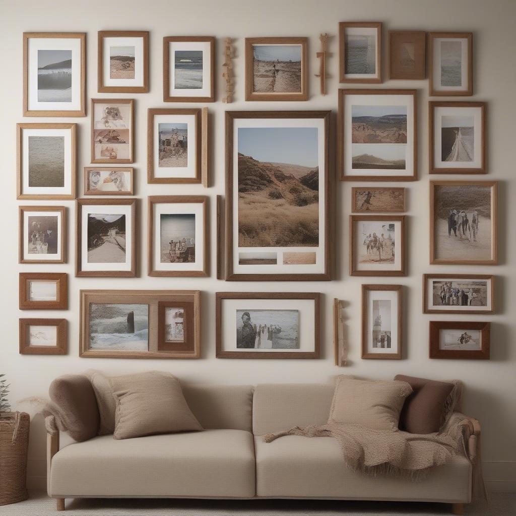 Gallery Wall with Wooden Photo Frames