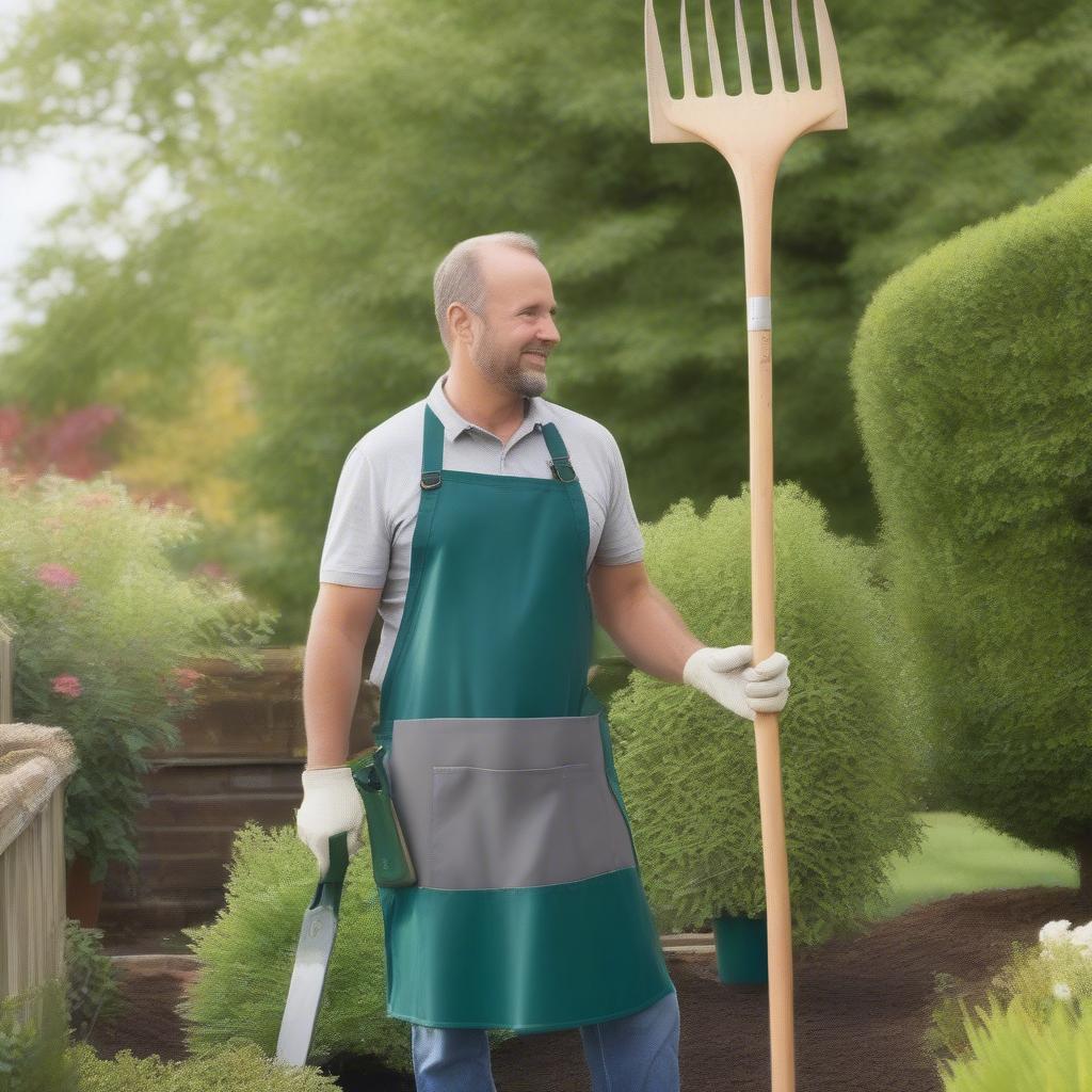 Gardener Wearing an Apron While Working